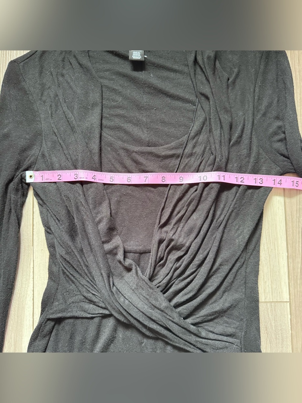 White House Black Market Black Knit long sleeve Top asymmetrical tunic - Picture 3 of 5